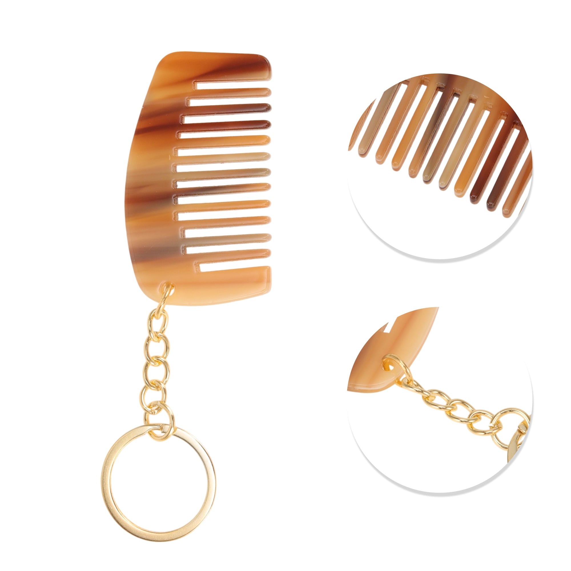 Unique Bargains 1 Pc Portable Mini Keychain Hair Comb for All Hair Types Styles Brown