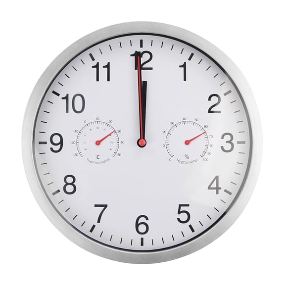 SIEYIO Metal Silent Quartz Wall Clocks Quiet Sweep Movement Thermometer Hygrometer No-ticking Home Decorations for Living Rooms