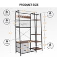 thumbnail image 3 of DWVO 6-in-1 Coat Rack, Hall Tree with Entryway Bench, Rustic Brown, 3 of 7