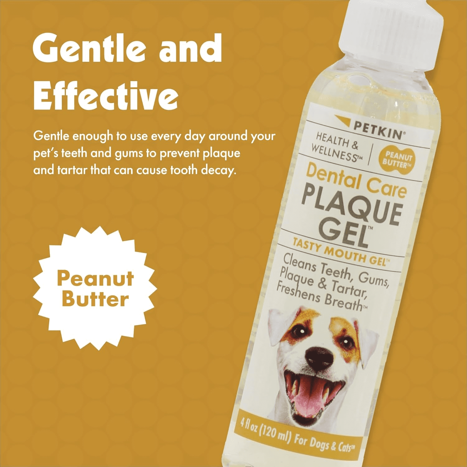 (2 pack) Petkin Plaque Gel No-Rinse Toothpaste for Dogs and Cats, Cleans Teeth Gums Plaque and Tartar, Peanut Butter Flavor 3oz