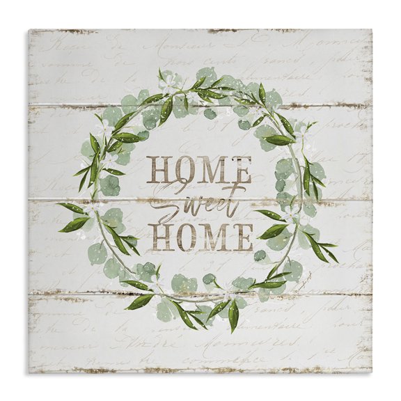 Stupell Industries French Country Sweet Home Eucalyptus Wreath Canvas Art, 17 x 17, by Jennifer Pugh