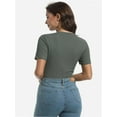 thumbnail image 3 of Women's Crew Neck Ribbed Fitted Shirt Basic Short Sleeves Summer T Shirt Tops, 3 of 7