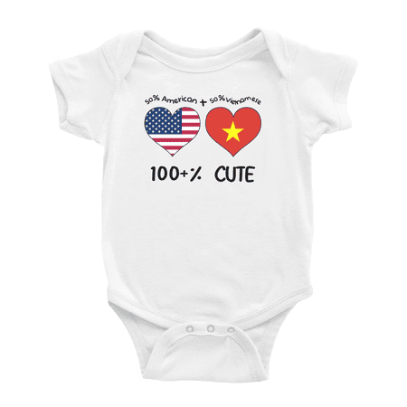 

50% Vietnamese + 50% American = 100+% Cute Baby Clothes For Boy Girl (White 6-12 Months)