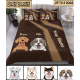 thumbnail image 1 of Juego de cama personalizado a rayas marrón claro para perro, regalo personalizado para perro, 1 of 2