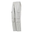 thumbnail image 4 of Mens Straight Leg Baggy Pants Multi-Pocket Elastic Waist Cargo Pants Casual Outdoors Gray 3XL, 4 of 8