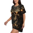 thumbnail image 2 of Daiia Metal Evil Skull Pattern Womens Pajama Sets Short Sleeve Pajamas for Women Sets Soft Lounge Sets Casual Round Neck Sleepwear PJS-X-Large, 2 of 7