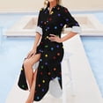 thumbnail image 4 of Rainbow Polka Dots on Black Background Long Sleeved Shirt Dress Clothing female dresses with long sleeves bandage dress, 4 of 6