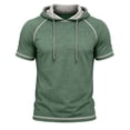 thumbnail image 7 of Uwinwear Men's Activewear T-Shirts Hooded Outdoor Short Sleeve Tops Summer Beach Casual Slim Fit Pullover Breathable Casual Wear,Green,M, 7 of 7