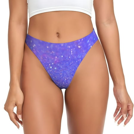 Qokaie Purple Glitter Printed Women s Cotton Thong Underwear  Sexy Breathable Panties G-string-3X-Large