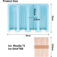 thumbnail image 5 of (Azul) 2 moldes de silicona para paletas sin BPA para niños y adultos, con 100 palitos de helado para niños y adultos, moldes para paletas DIY, 5 of 5
