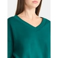 thumbnail image 4 of No Boundaries V-Neck Fleece Cropped Sweatshirt, Women's, 4 of 5