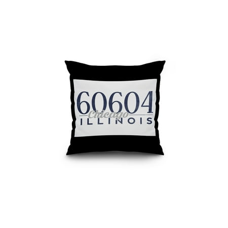Chicago, Illinois - 60604 Zip Code (Blue) - Lantern Press Artwork (16x16 Spun Polyester Pillow, Black
