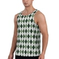 thumbnail image 2 of Haiem grey and green argyle Pattern Men Workout Tank Top Gym Bodybuilding Sleeveless Muscle T Shirts Athletic Tank Breathable Workout Shirt-X-Large, 2 of 7