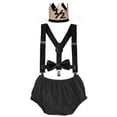thumbnail image 2 of IBTOM CASTLE Newborn Baby Boy Half Birthday Cake Smash Outfit Diaper Cover+Suspenders+Bow Tie+Crown Baby Shower Photography Clothes Set 6-12 Months Black, 2 of 8