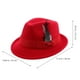 thumbnail image 2 of BRIGHTFUFU Sombrero Fedora Clásico para Hombre, Elegante Gorra de Jazz de Fieltro, Sombrero de Vestir Cálido, Sombrero de Copa Estilo Fedora para Fiestas, Bodas y Citas, Rojo, 2 of 8