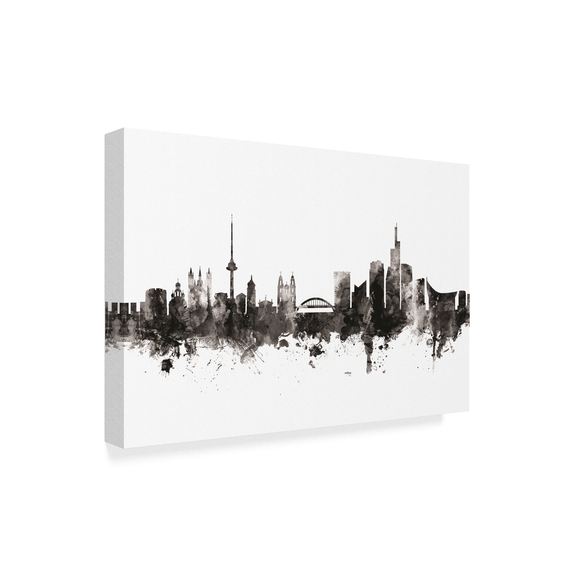 Trademark Fine Art 'Vilnius Lithuania Skyline Black White' Canvas Art by Michael Tompsett