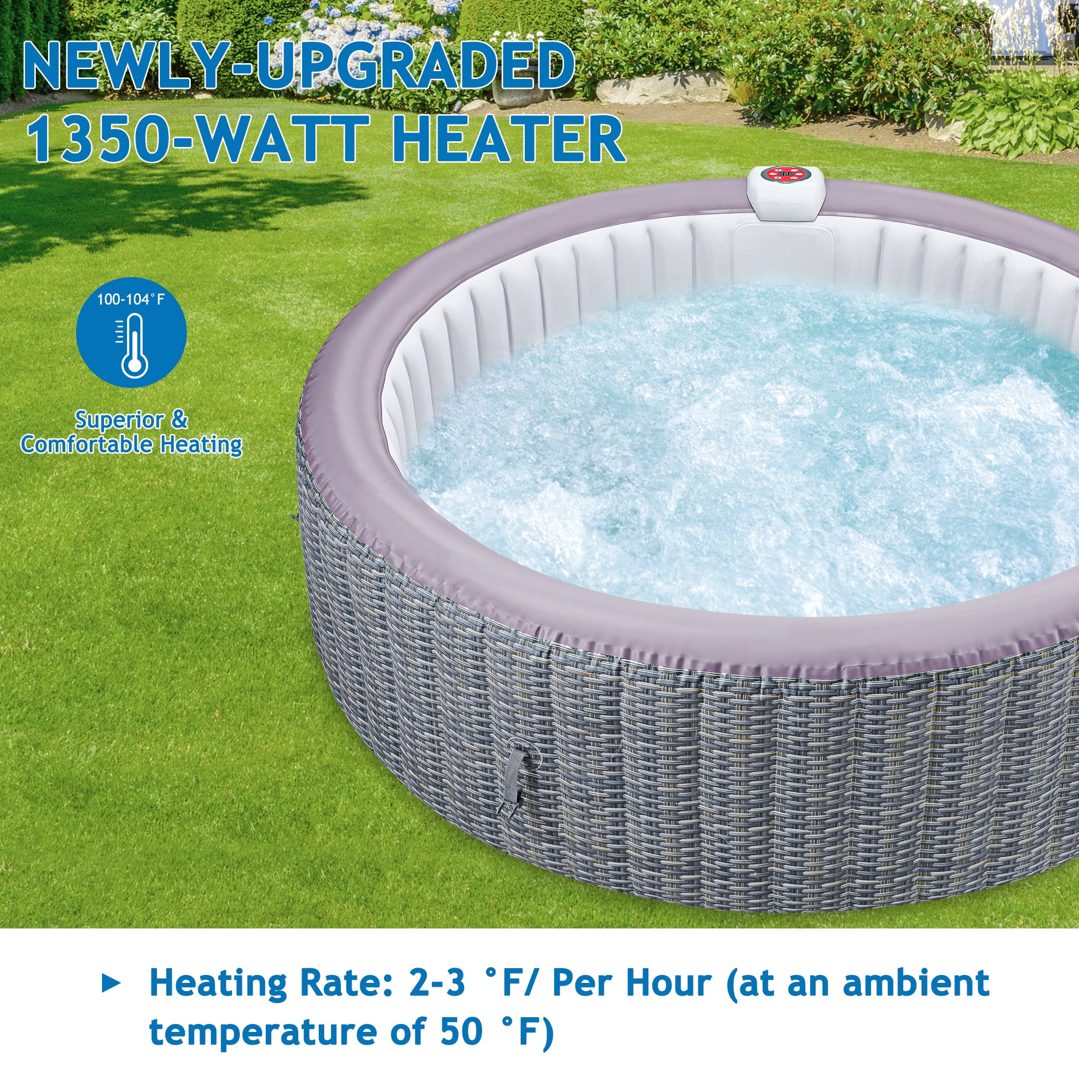 SEGMART 4-6 Person Inflatable Hot Tub Spa with 130 Jets, 82" Outdoor Spa Blow Up Hottub, Outdoor Portable Hottub with Insulated Cover, Floor Protector