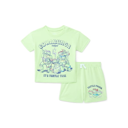 Teenage Mutant Ninja Turtles Baby Boys Short Sleeve Graphic Tee and Shorts Set, 2-Piece, Sizes 0/3M-24M