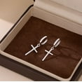 thumbnail image 5 of 925 Sterling Silver Cross Hoop Earrings for Women Teens Cross Huggie Hoop Earrings Dangle, 5 of 5