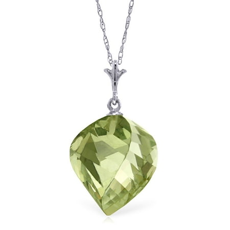 ALARRI 13 CTW 14K Solid White Gold Necklace Twisted Briolette Green Amethyst with 20 Inch Chain Length.
