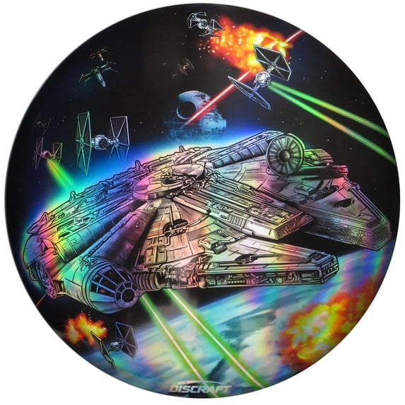 Discraft Star Wars Full Foil Plain Prism SuperColor Millennium Falcon Scene ESP Buzzz Midrange Golf Disc - 167-169g
