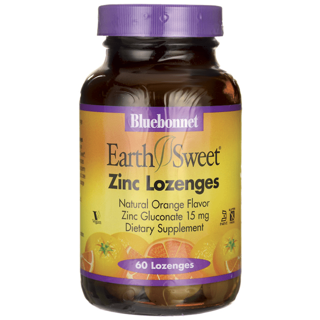 Bluebonnet Earth Sweet Chewables Zinc 15 Mg Lozenges, Orange, 60 Ct