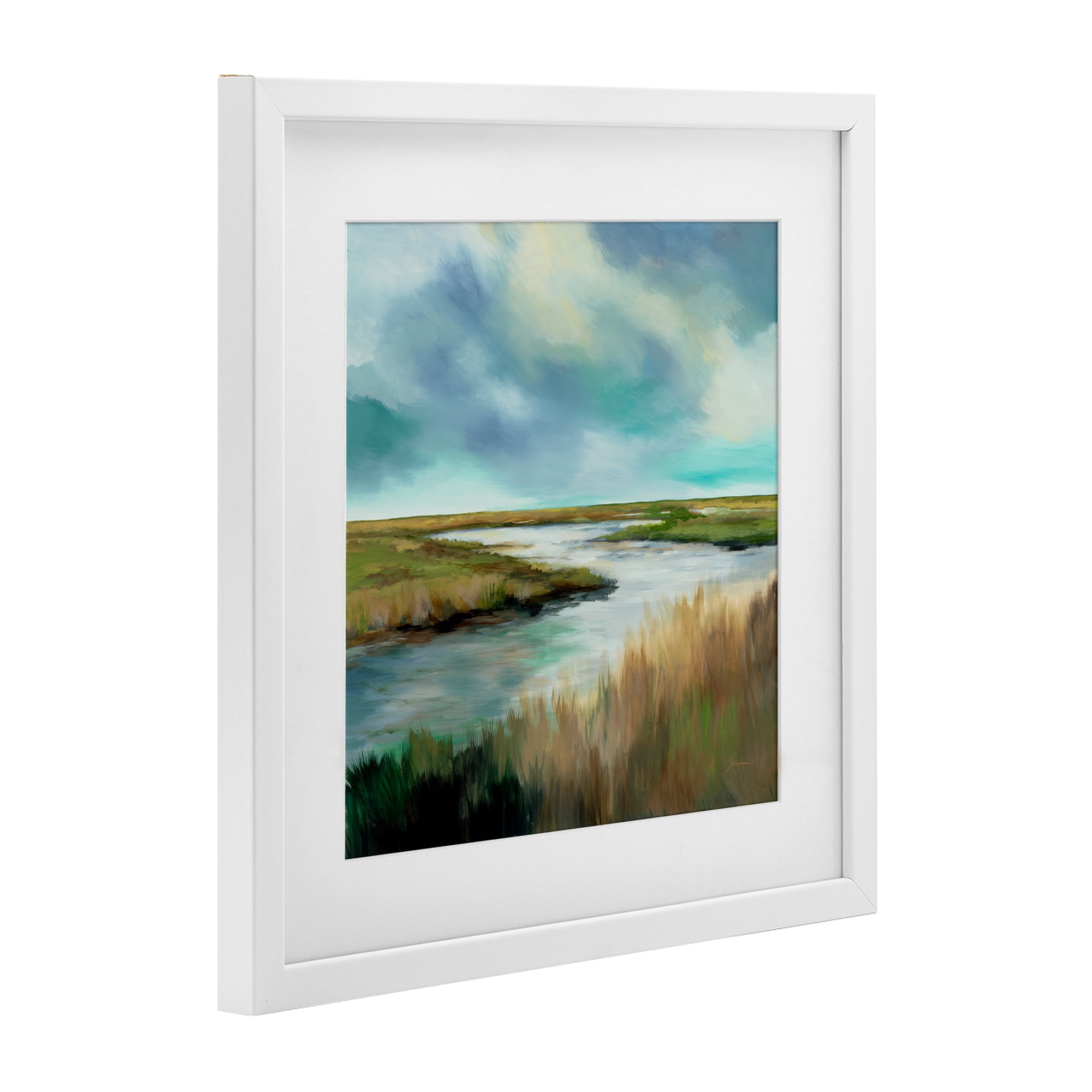Stupell Industries Tranquil Meadow and Wetlands White Framed Print Under Glass, design by Liz Jardine