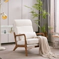 thumbnail image 3 of Ktaxon Mid Century Modern Accent Chair, Teddy Velvet Fabric Armchair, High Back Single Sofa with Solid Wood Frame Teddy White, 3 of 9