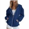 thumbnail image 2 of shqvo Womens Zip Up Hoodies Basic Plain Oversized Sweatshirts Fall Fashion Hoodie with Pockets Casual Hooded Jackets Long Sleeve Sweater Shirt Fall Brown Trendy Clothes for Women, 2 of 5