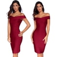thumbnail image 6 of Women's Rayon Off Shoulder Bandage Bodycon Party Dress, 6 of 6