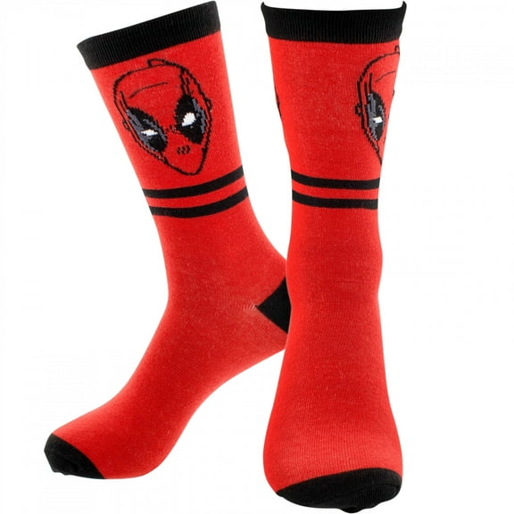 Deadpool Mask Striped Crew Socks