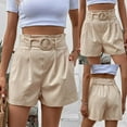 thumbnail image 5 of QUYUON Womens Shorts for Summer Dressy High Waisted Shorts Linen Shorts Ladies Pull on Shorts Women Chino Shorts Pants Style S-55 Sweatpants Shorts Female Women's Lounge Shorts Beige M, 5 of 9