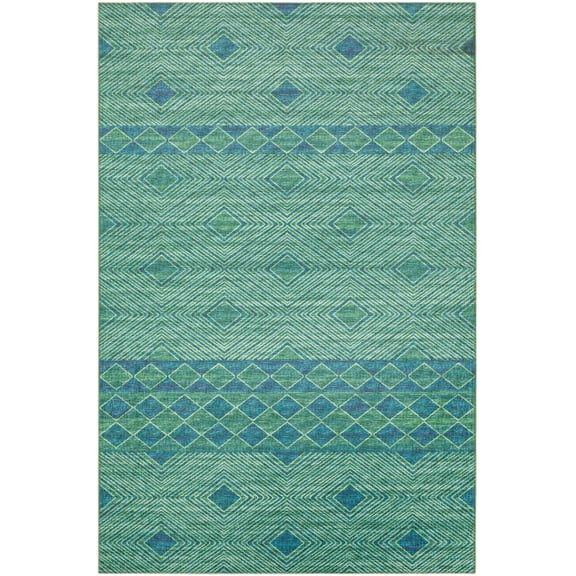 Addison Rugs Indoor/ Outdoor Addison Yuma Geometric Southwest Washable Rug 9' x 12' - Green