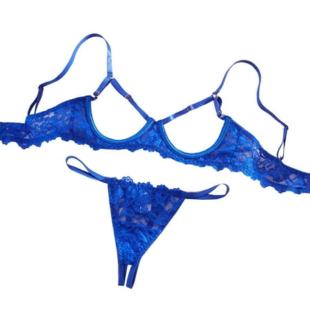 Yuhangmm Sexy Underwire Floral Lace Sheer Lingerie Set Outfits For Women See Through Bra And Panty 2 Piece Floral Lingerie Corset