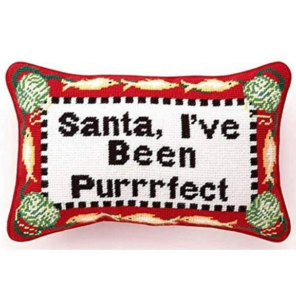 Cat Purrrfect Needlepoint Pillow 8”x12”