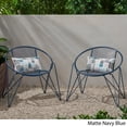 thumbnail image 3 of Raiven Outdoor Modern Iron Club Chair, Set of 2, Matte Navy Blue, 3 of 10
