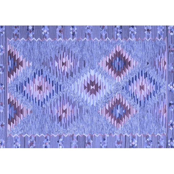 Ahgly Company Machine Washable Indoor Rectangle Southwestern Blue Country Area Rugs, 2' x 3'
