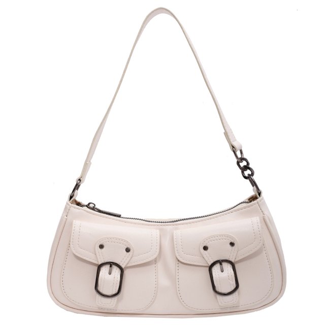 4920 Bolso Hombro Retro Niche Baguette para Motocicleta (blanquecino)