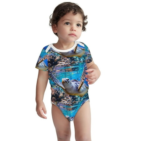 

Haiem Sea Turtle Swims Printed Unisex-Baby Short Sleeve Onesies Bodysuits Unisex Babies Snap-Up Rompers-6 Months