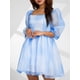 thumbnail image 5 of Vestido de princesa de tul con mangas abullonadas de Tsseiatte para mujer, minivestido de hada con teñido anudado y hombros descubiertos, vestido de fiesta de noche de corte A, 5 of 8