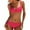 Pink, variant on Sngxgn Ruffle Stripe Ruffle Swimsuit for Women V Neck Ruched Bathing Suits(Pink,M)