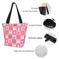 thumbnail image 5 of Horeoi Pink Christmas Cheer Print Shoulder Bag for Women Large Capacity Zipper Tote for Shopping Beach Travel Gym with Inner Pocket, 5 of 7
