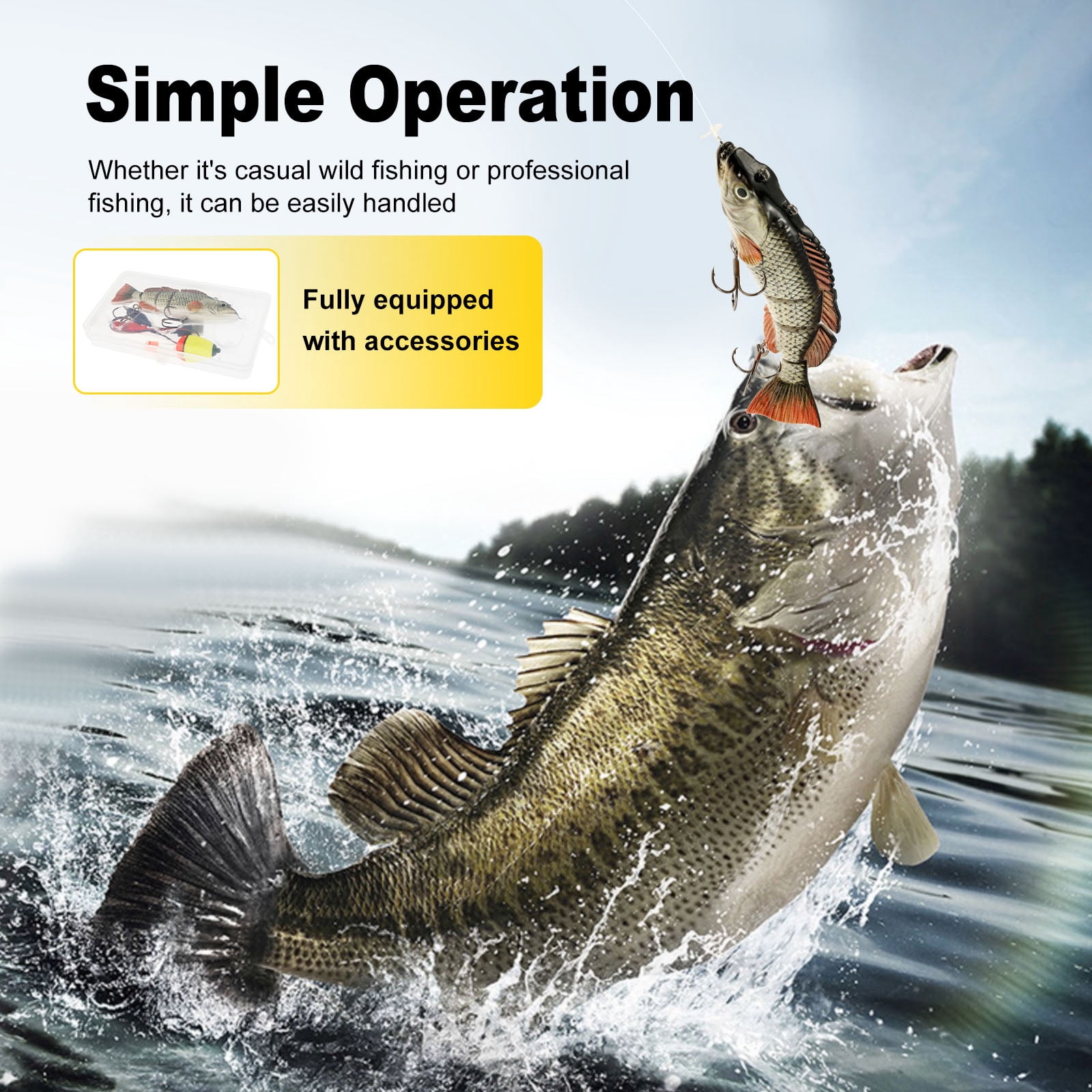 Threns Electric Robotic Fishing Lure USB Rechargeable Robotic Swimming Fishing Lure Multi Jointed Swimbait for Freshwater and Saltwater