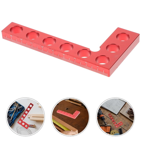 FOMIYES Aluminum Alloy 90-Degree Red Carpenter Ruler Woodworking Measuring Tool