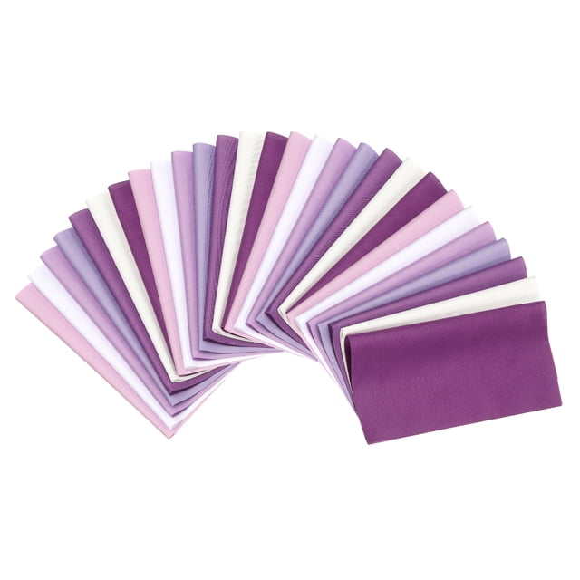 Paquetes de tela de algodón Uxcell, 28 piezas de cuadrados de tela precortados de color sólido de 8 x 8 pulgadas para costura, patchwork, quilting y manualidades DIY, morado blanco