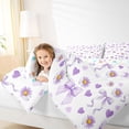thumbnail image 3 of Manfei Purple Bow Daisy Love Heart Print Full Size Comforter Sets for Girls, Cute Bows Bedding Sets, Colorful Stars Reversible, 3-Piece, 3 of 6