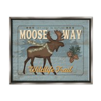 Stupell Moose Way Wildlife Trail Rustic Animals & Insects Painting Gray Floater Framed Art Print Wall Art