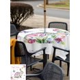 thumbnail image 4 of Outdoor Tablecloth with Umbrella Hole and Zipper, Easter Bunny Square Table Cloth 60x60 Inch Waterproof Tablecloth, Spring Flower Daisy Tulips Pastoral Butterfly Picnic Table Cover for Patio Camping, 4 of 7