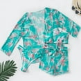 thumbnail image 5 of Njoeus Women's Hawaiian 3 Piece Outfits Swimsuit Set Floral Cardigans Beach Cover Up Crop Top Shorts Bathing Suits Summer Swimwear, 5 of 6