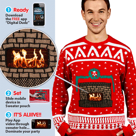 Free Shipping. Buy Digital Dudz Crackling Fireplace Knit Ugly Christmas Sweater at Walmart.com